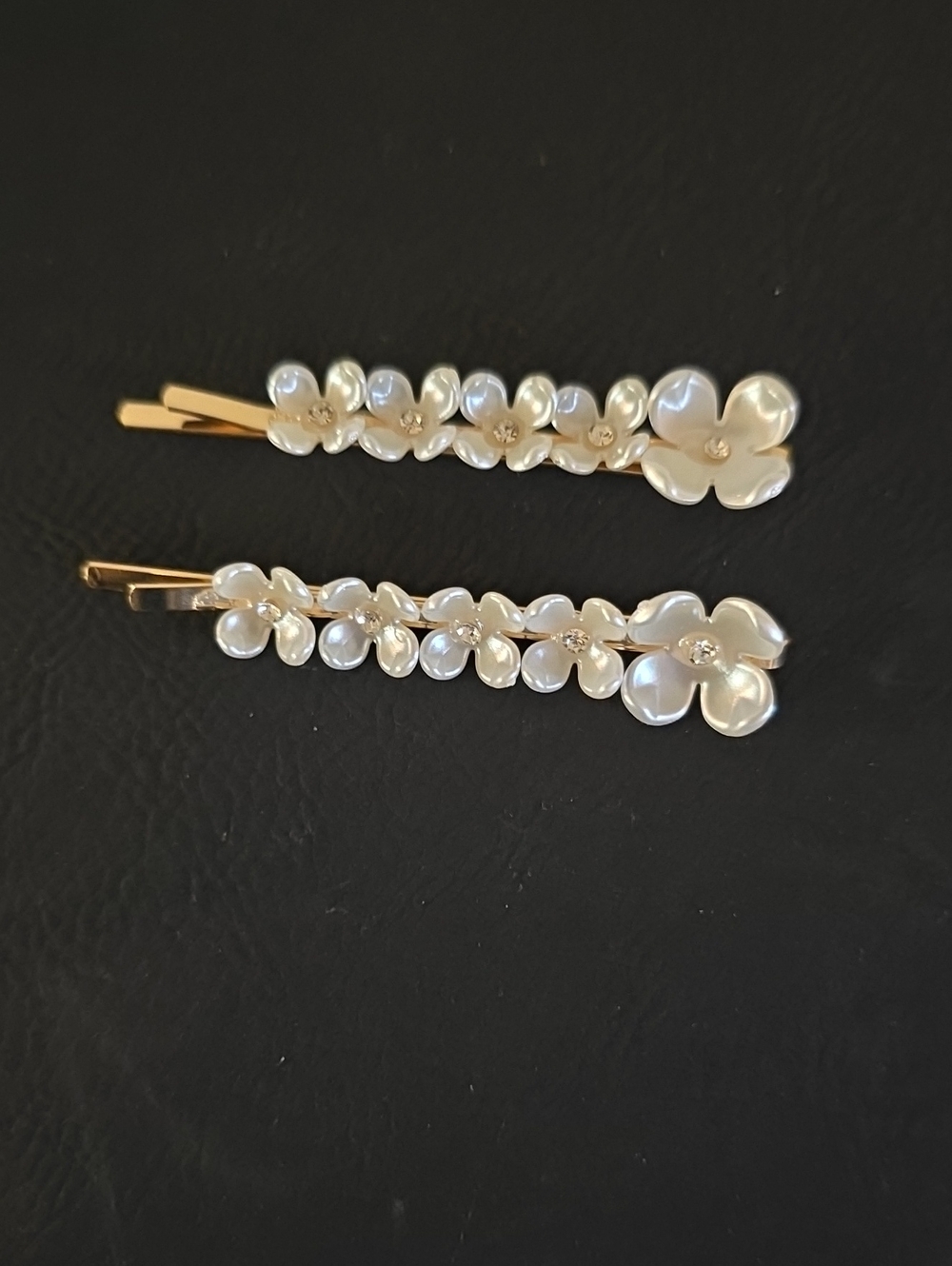 Pearl Floral Gold-Tone Hair Pins - Set of 2